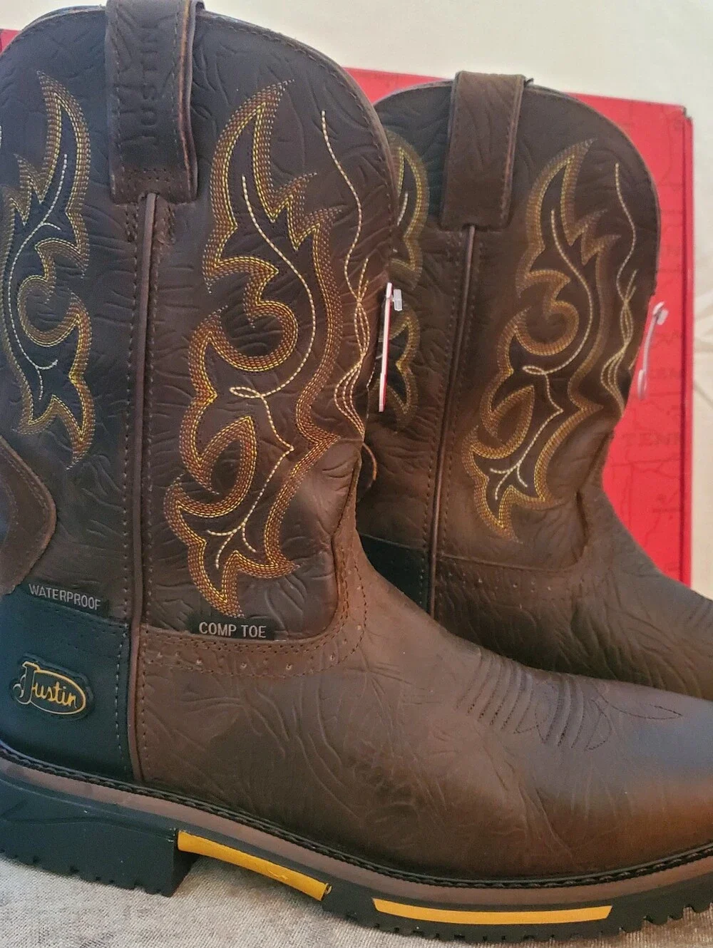Justin Joist Aged Brown Water Buffalo Men's Size 11D NIB